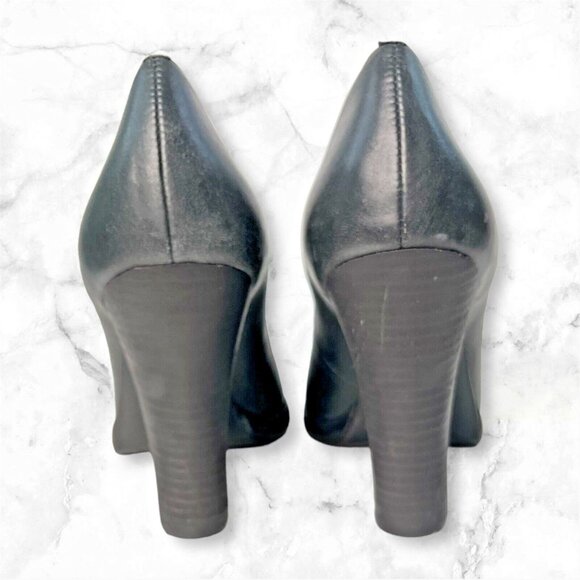 Kenneth Cole Smooth Operator Leather Shoes Heels Pumps 9.5 Matte Black Brazil - Picture 5 of 11